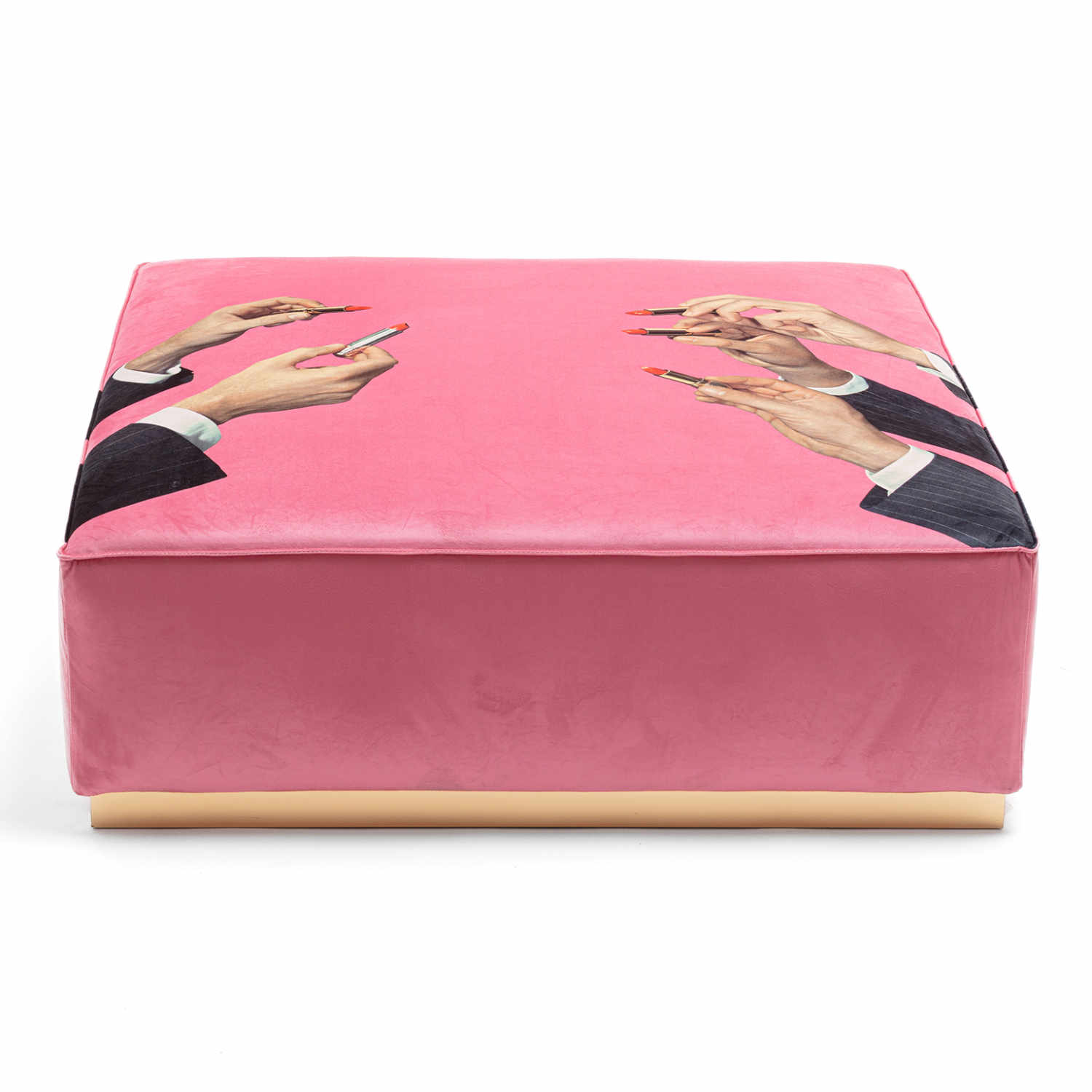 Pouf Toiletpaper Hocker, Motiv lipsticks pink von Seletti