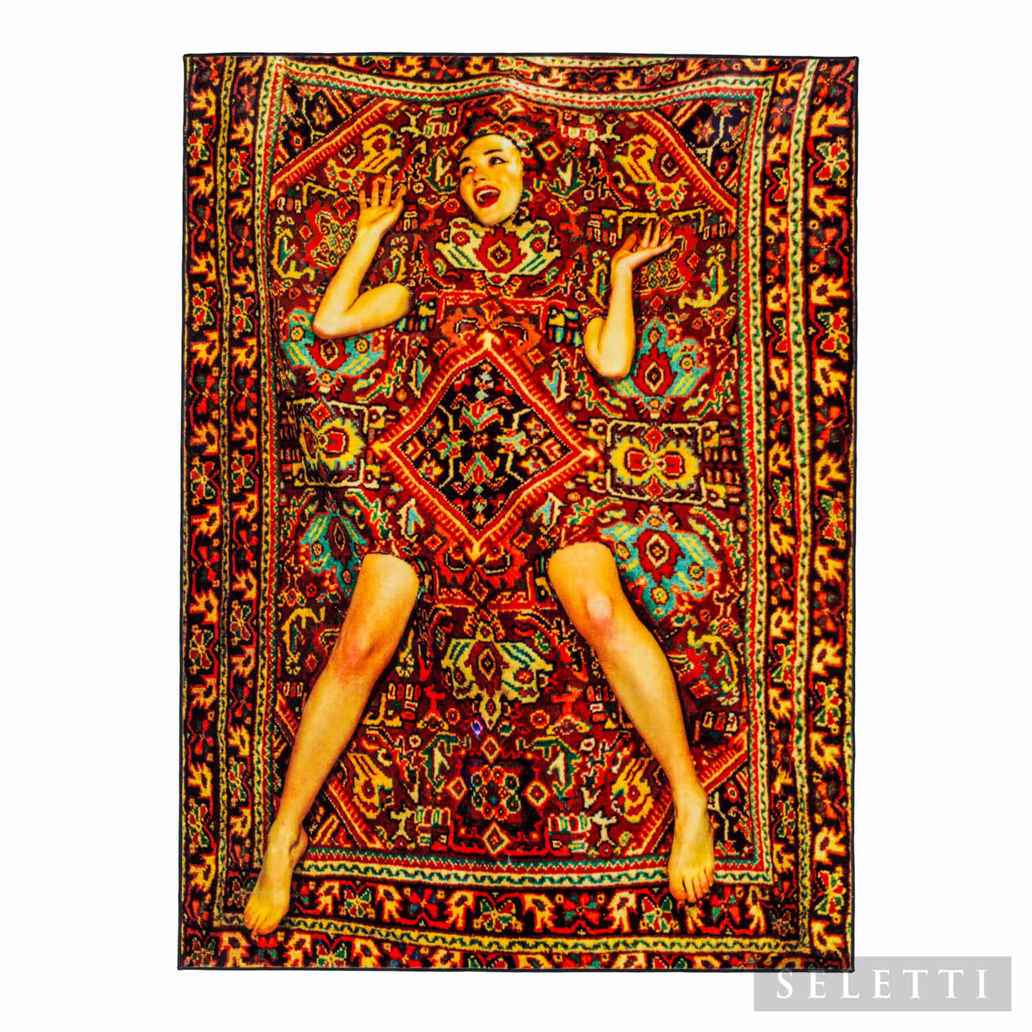 Rectangular Rug Teppich, Motiv lady on carpet Rectangular Rug Teppich, Motiv lady on carpet von Seletti