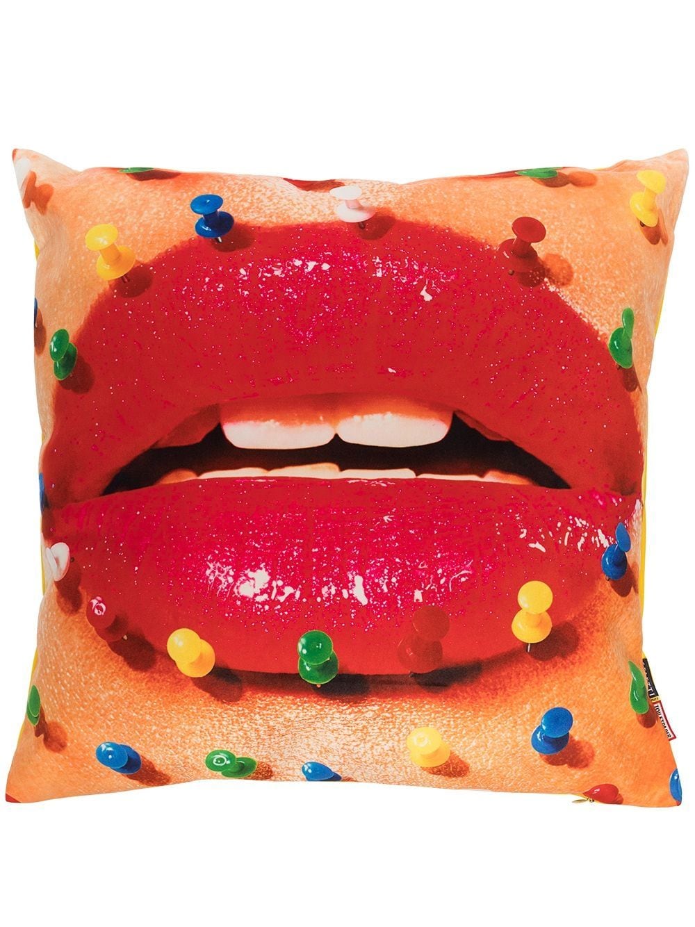 Seletti Mouth with Pins-print cushion (50x50cm) - Orange von Seletti