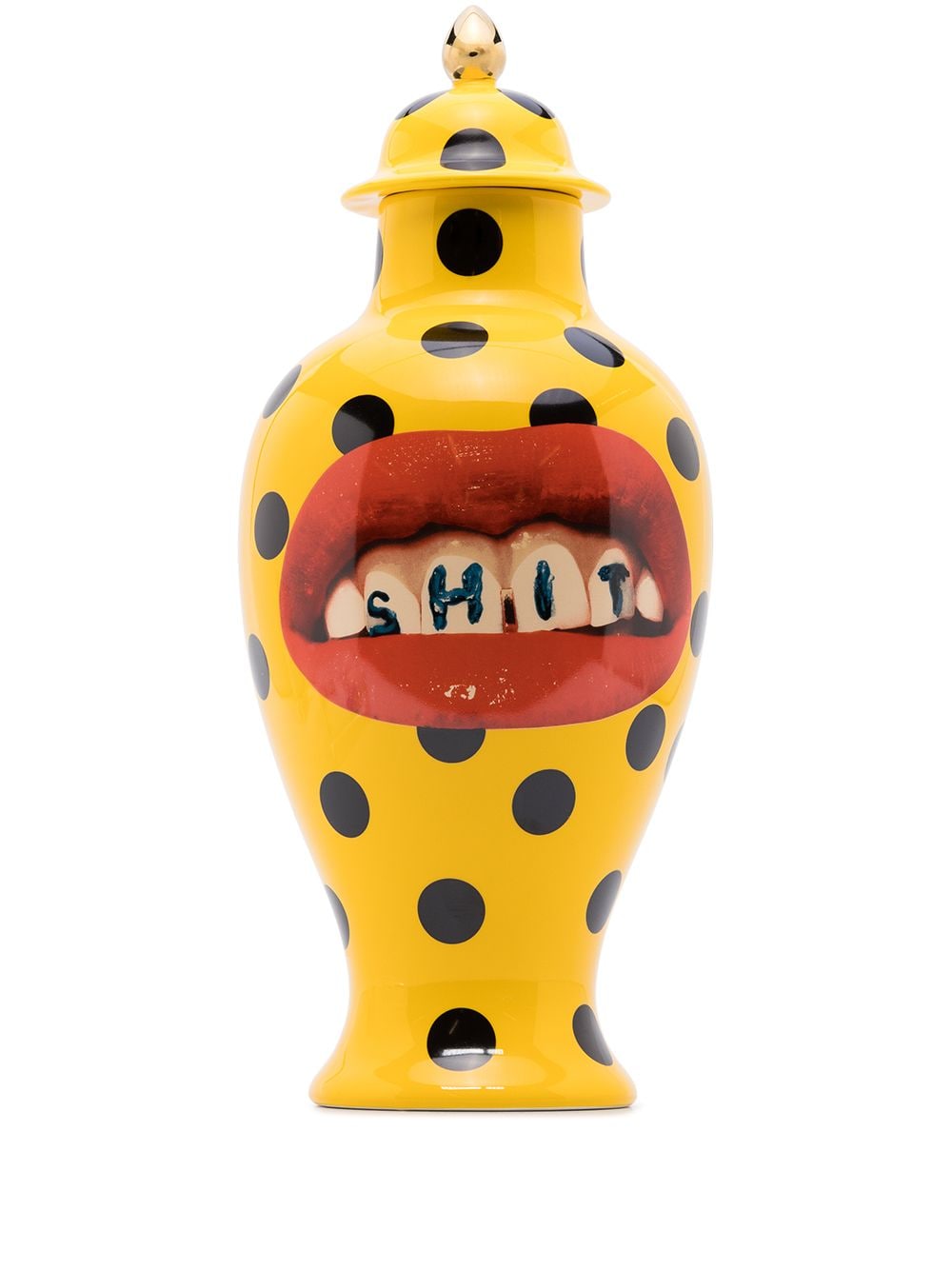 Seletti Toiletpaper polka-dot ceramic vase - Yellow von Seletti