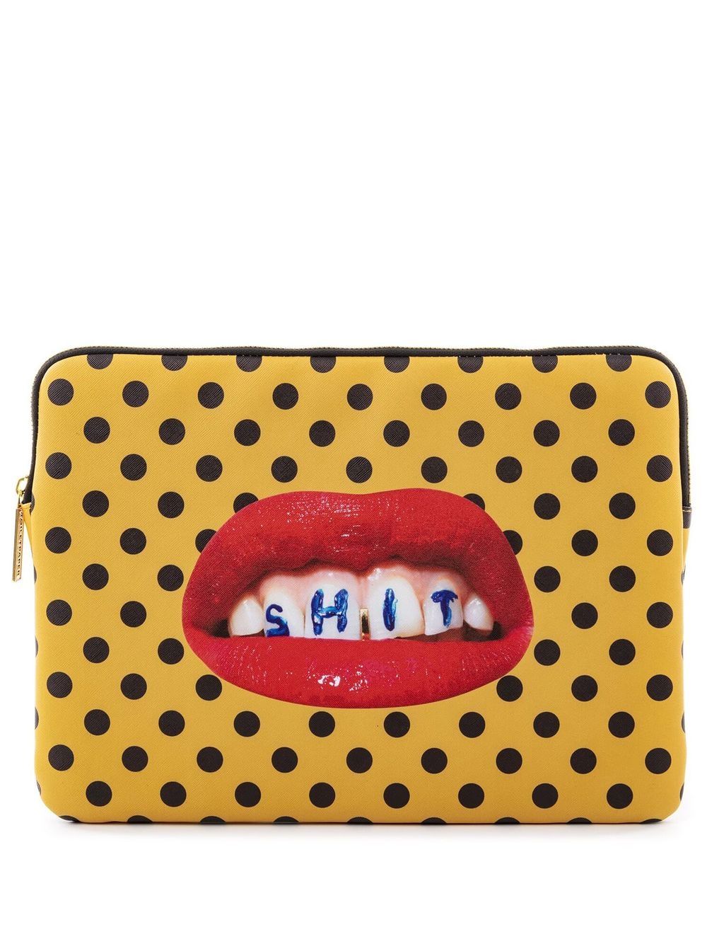 Seletti polka-dot print laptop case - Yellow von Seletti
