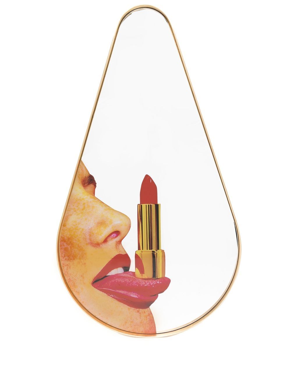 Seletti x TOILETPAPER Pear Tongue mirror - Gold von Seletti
