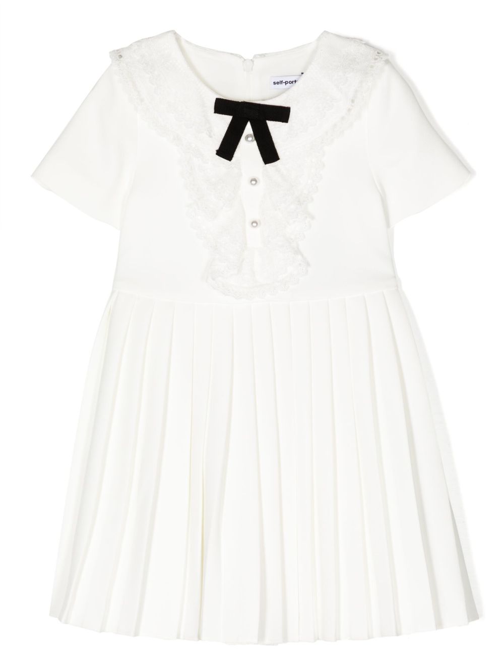 Self-Portrait Kids bow-detail bib-collar dress - White von Self-Portrait Kids