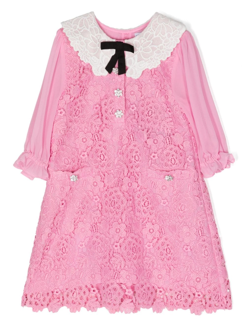 Self-Portrait Kids bow-detail lace dress - Pink von Self-Portrait Kids