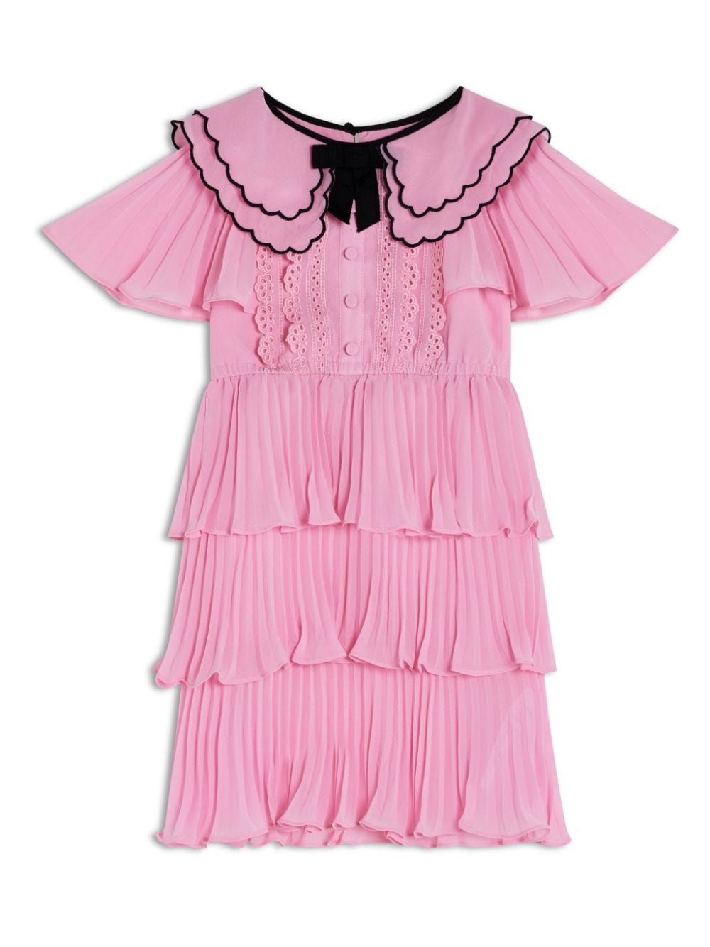 Self-Portrait Kids bow-detail pleated tiered dress - Pink von Self-Portrait Kids