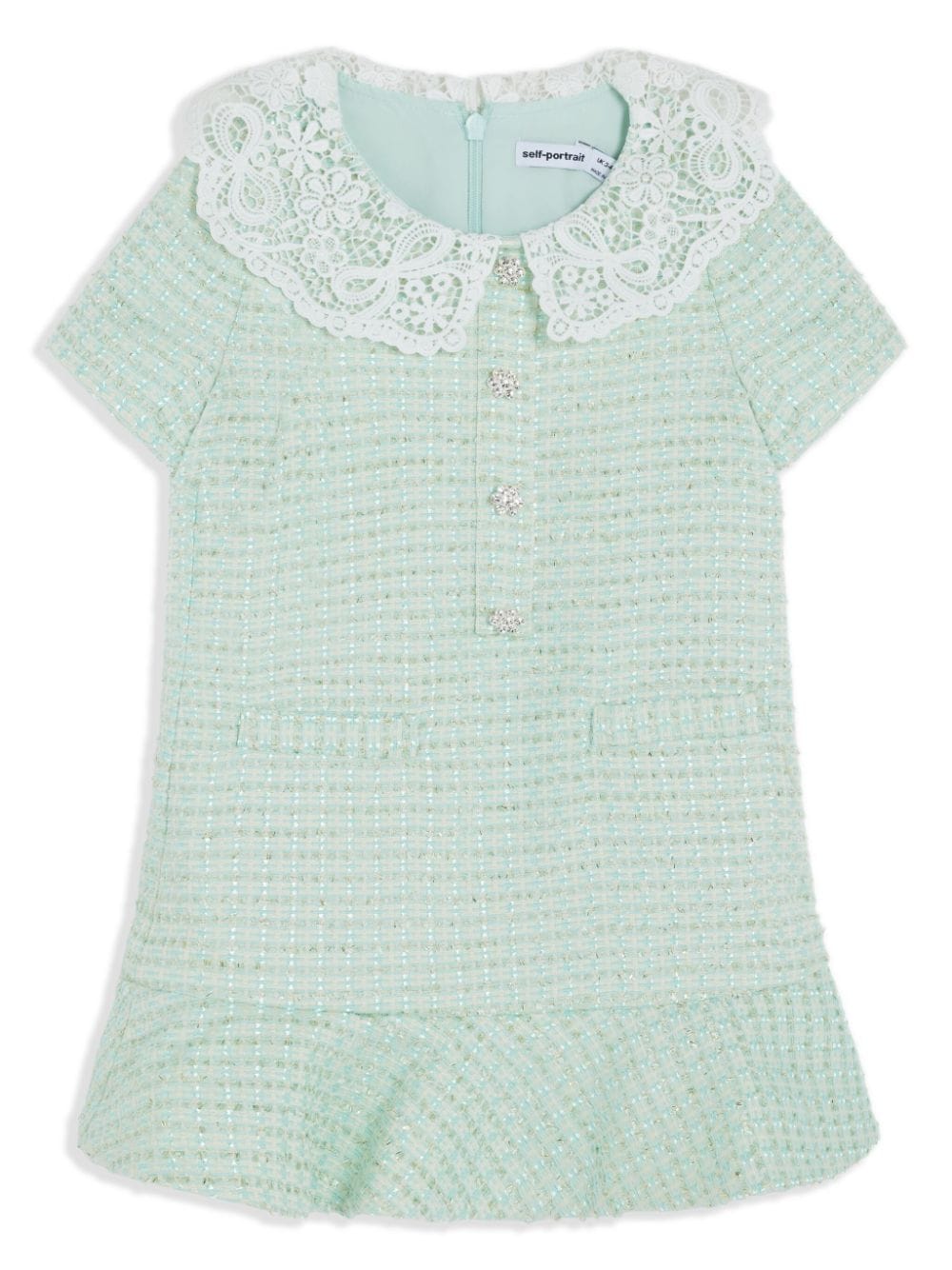 Self-Portrait Kids lace-collar tweed dress - Green von Self-Portrait Kids