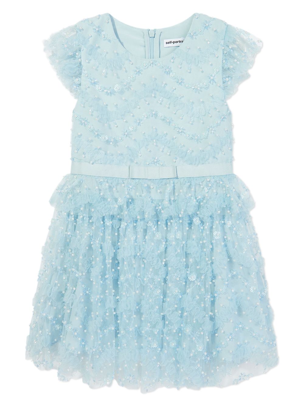 Self-Portrait Kids ruffled sequinned dress - Blue von Self-Portrait Kids