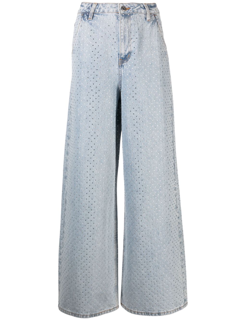 Self-Portrait Rhinestone high-rise wide-leg jeans - Blue von Self-Portrait