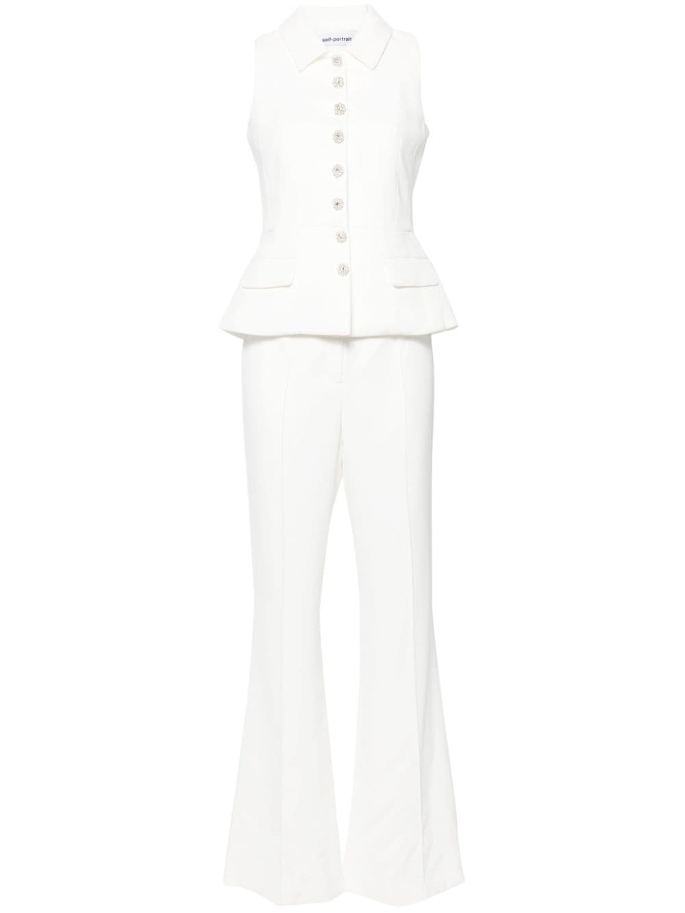 Self-Portrait button-up vest jumpsuit - White von Self-Portrait