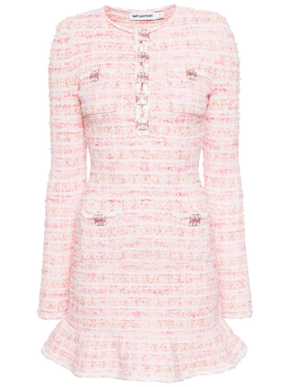 Self-Portrait checked bouclé minidress - Pink von Self-Portrait