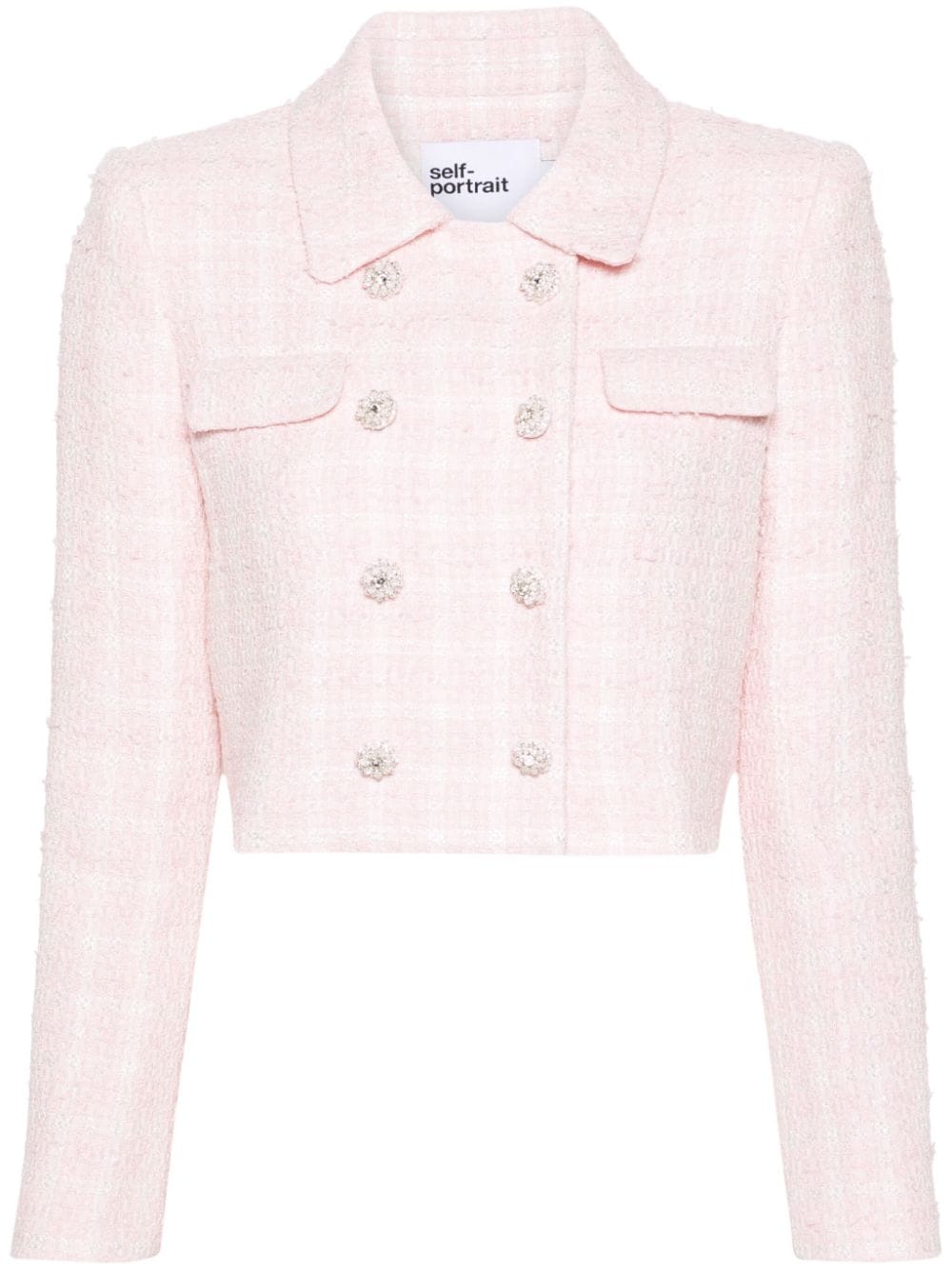 Self-Portrait cropped tweed jacket - Pink von Self-Portrait