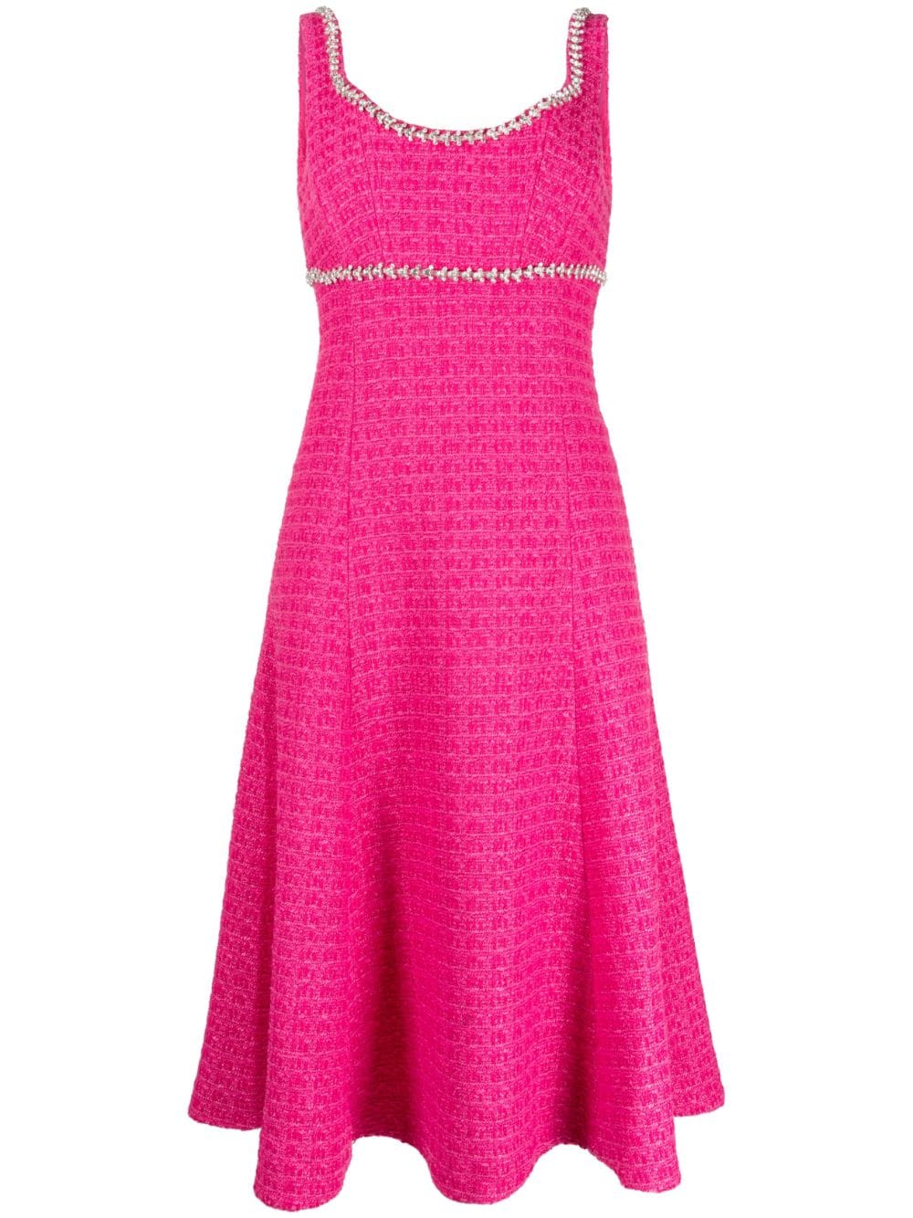 Self-Portrait crystal-embellished bouclé midi dress - Pink von Self-Portrait