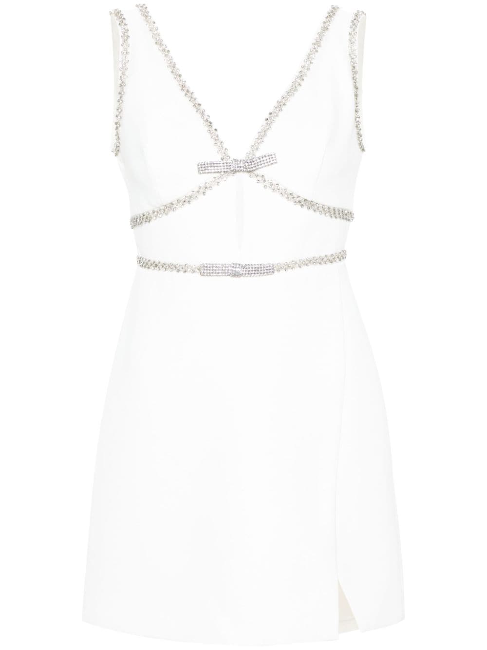 Self-Portrait crystal-embellished mini dress - White von Self-Portrait