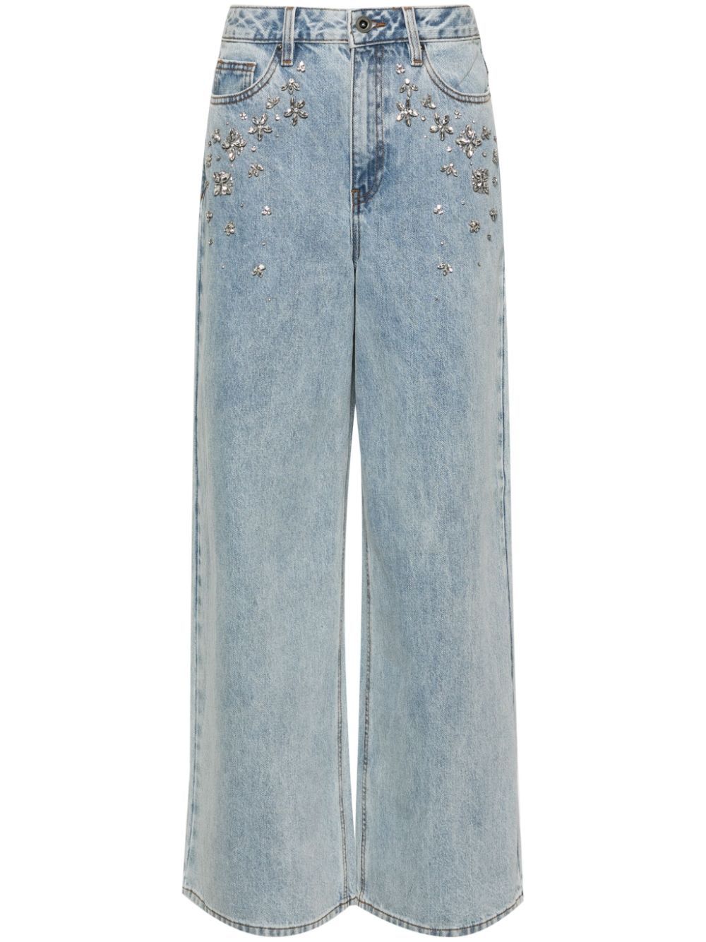 Self-Portrait crystal-embellished wide-leg jeans - Blue von Self-Portrait