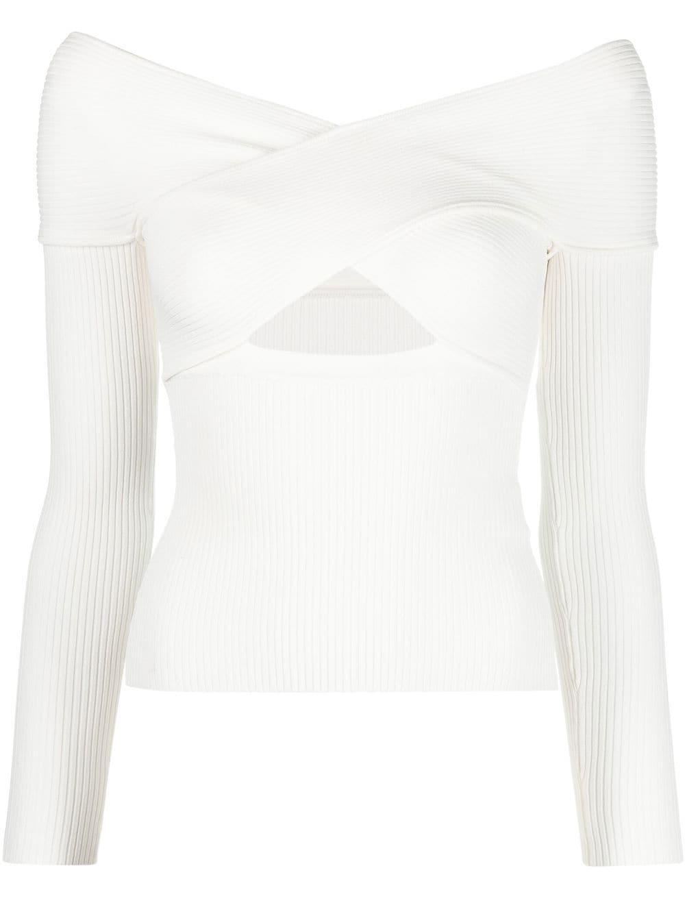 Self-Portrait cut-out off-shoulder top - White von Self-Portrait