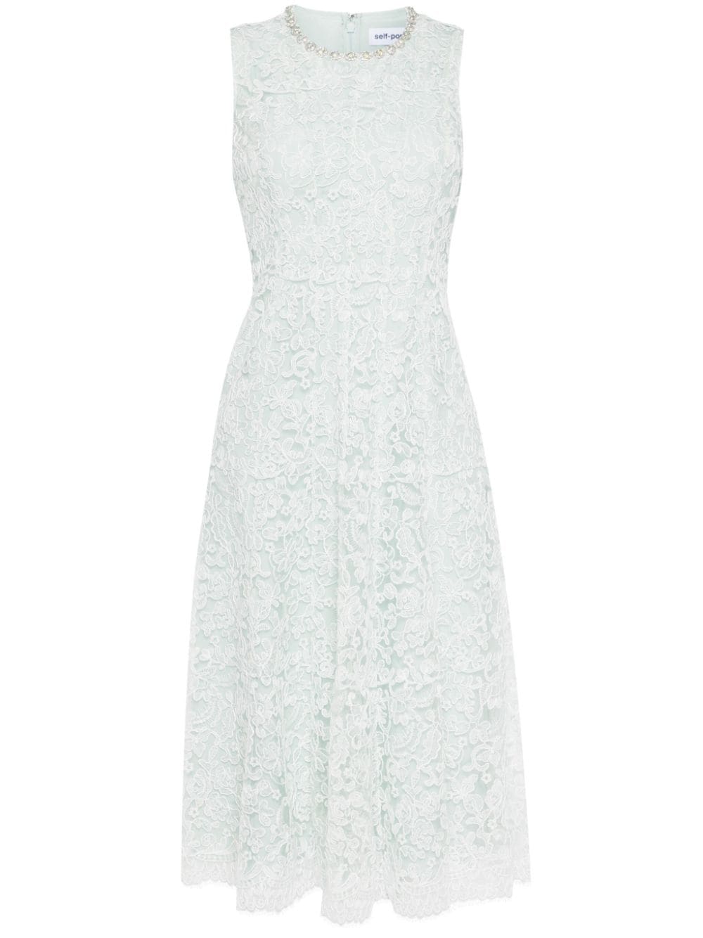 Self-Portrait floral-lace midi dress - Green von Self-Portrait