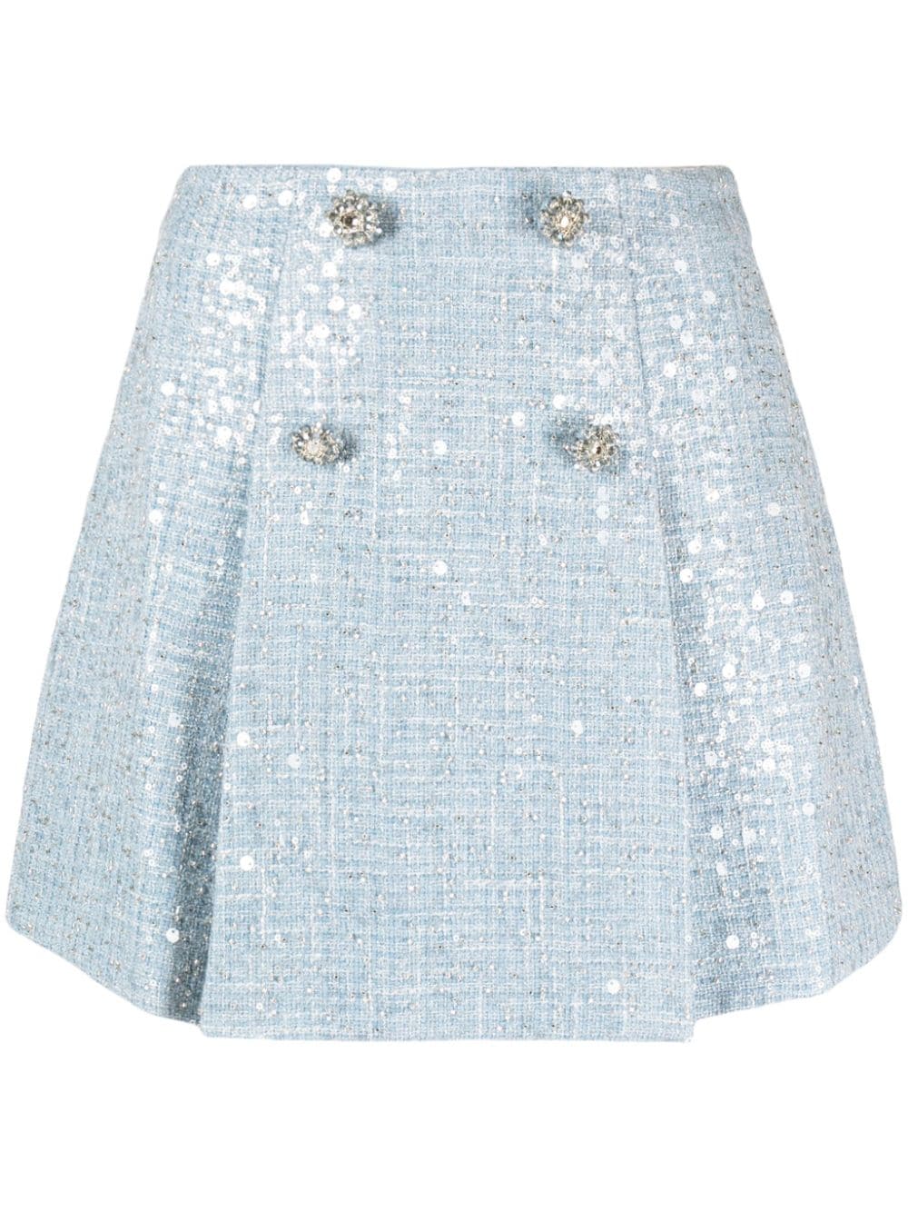 Self-Portrait high-waist sequined bouclé miniskirt - Blue von Self-Portrait