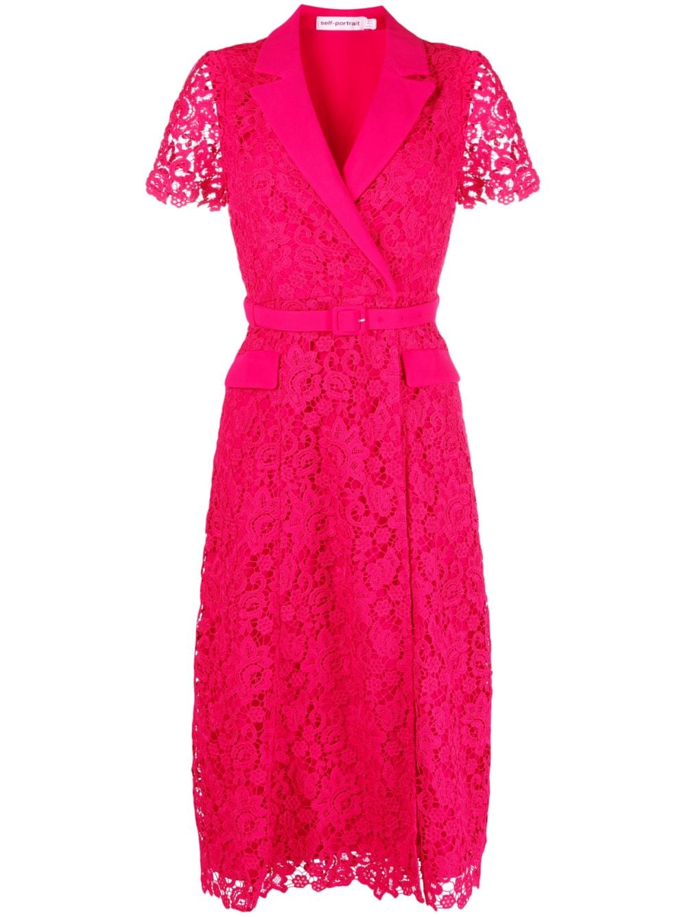 Self-Portrait belted lace midi dress - Pink von Self-Portrait