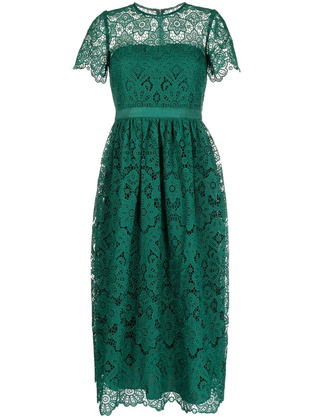 Self-Portrait lace-pattern midi dress - Green von Self-Portrait