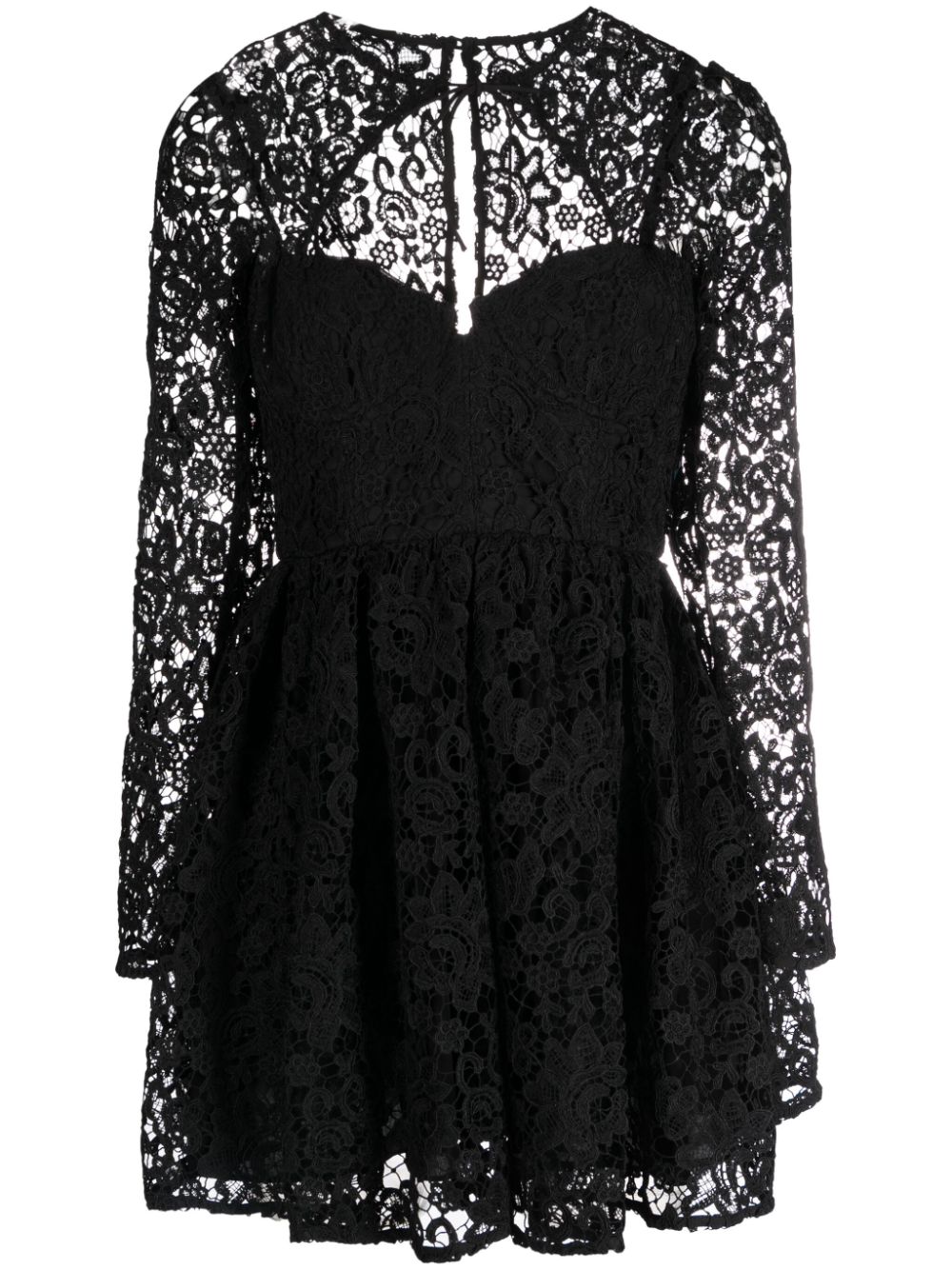 Self-Portrait lace tie-neck minidress - Black von Self-Portrait