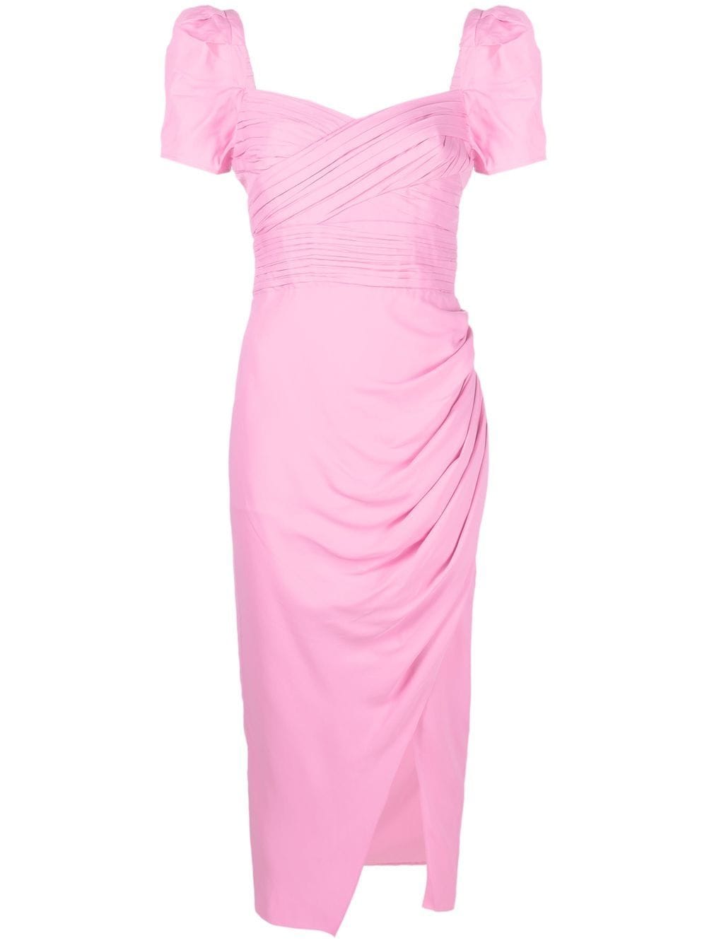 Self-Portrait ruched-detail wrap midi dress - Pink von Self-Portrait