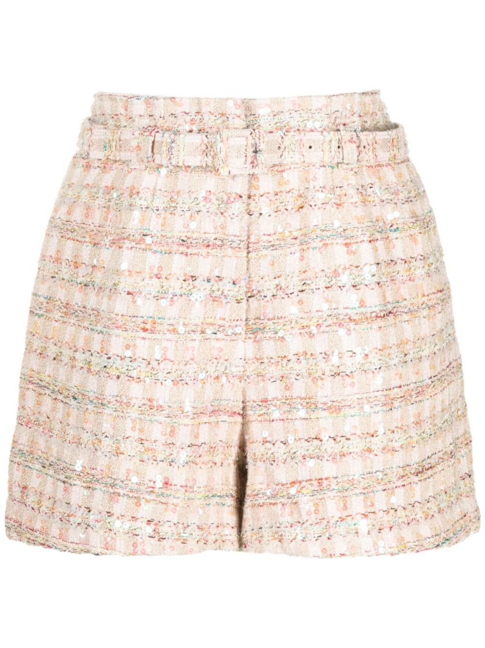 Self-Portrait sequin-embellished bouclé shorts - Pink von Self-Portrait