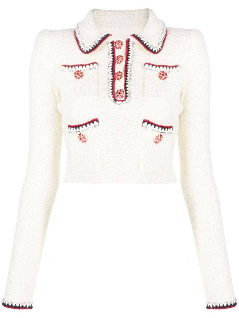 Self-Portrait sequin-embellished knitted sweatshirt - Neutrals von Self-Portrait