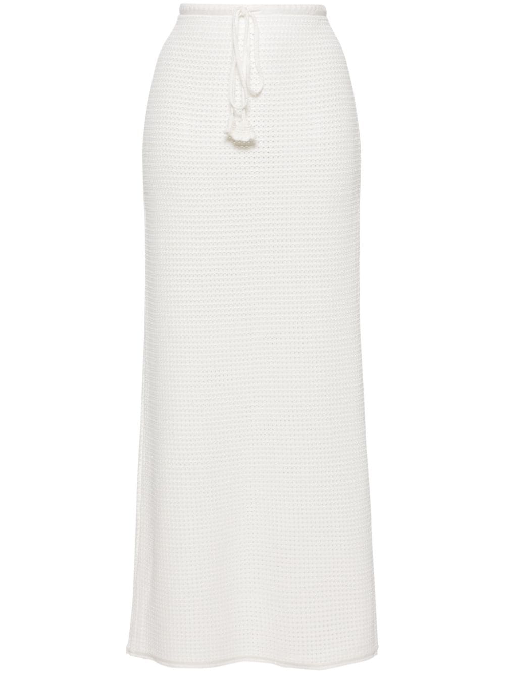 Self-Portrait sequinned pointelle-knit maxi skirt - White von Self-Portrait