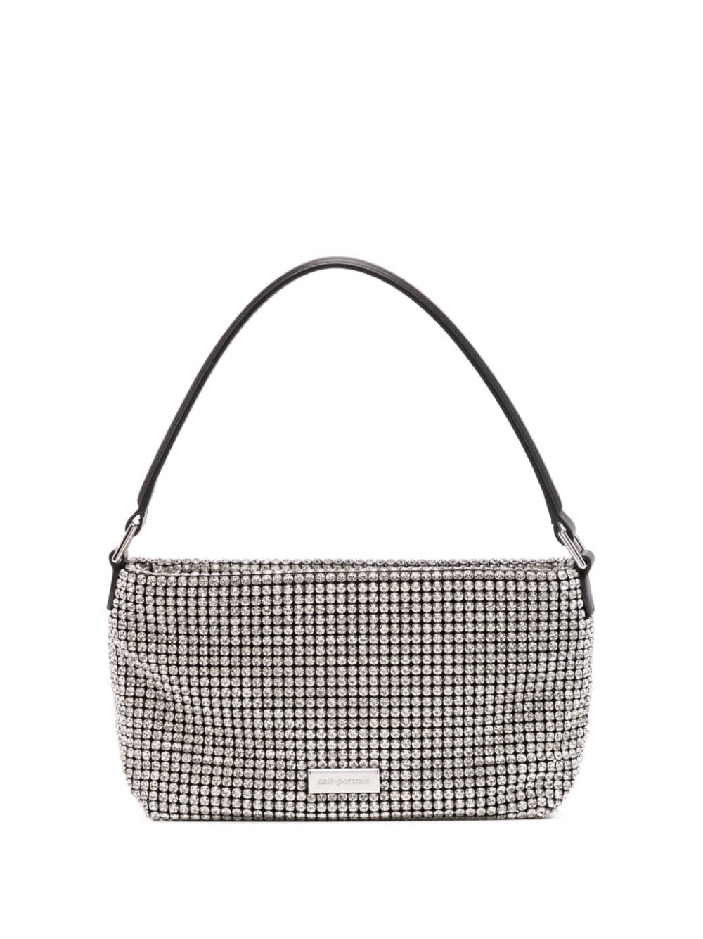 Self-Portrait small Diamante shoulder bag - Silver von Self-Portrait