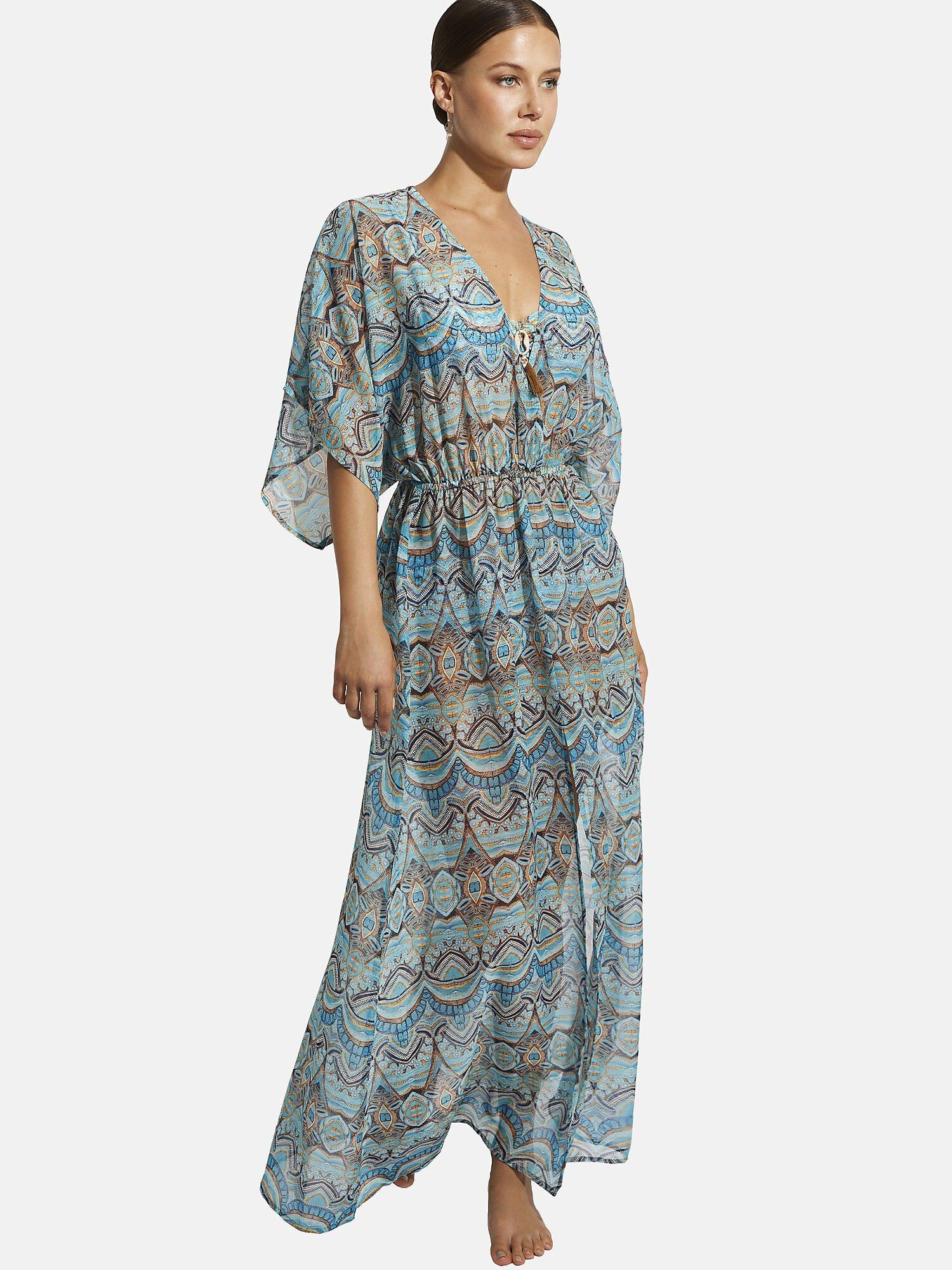 Langes Strandkleid Mai Thai Unisex Blau M von Selmark