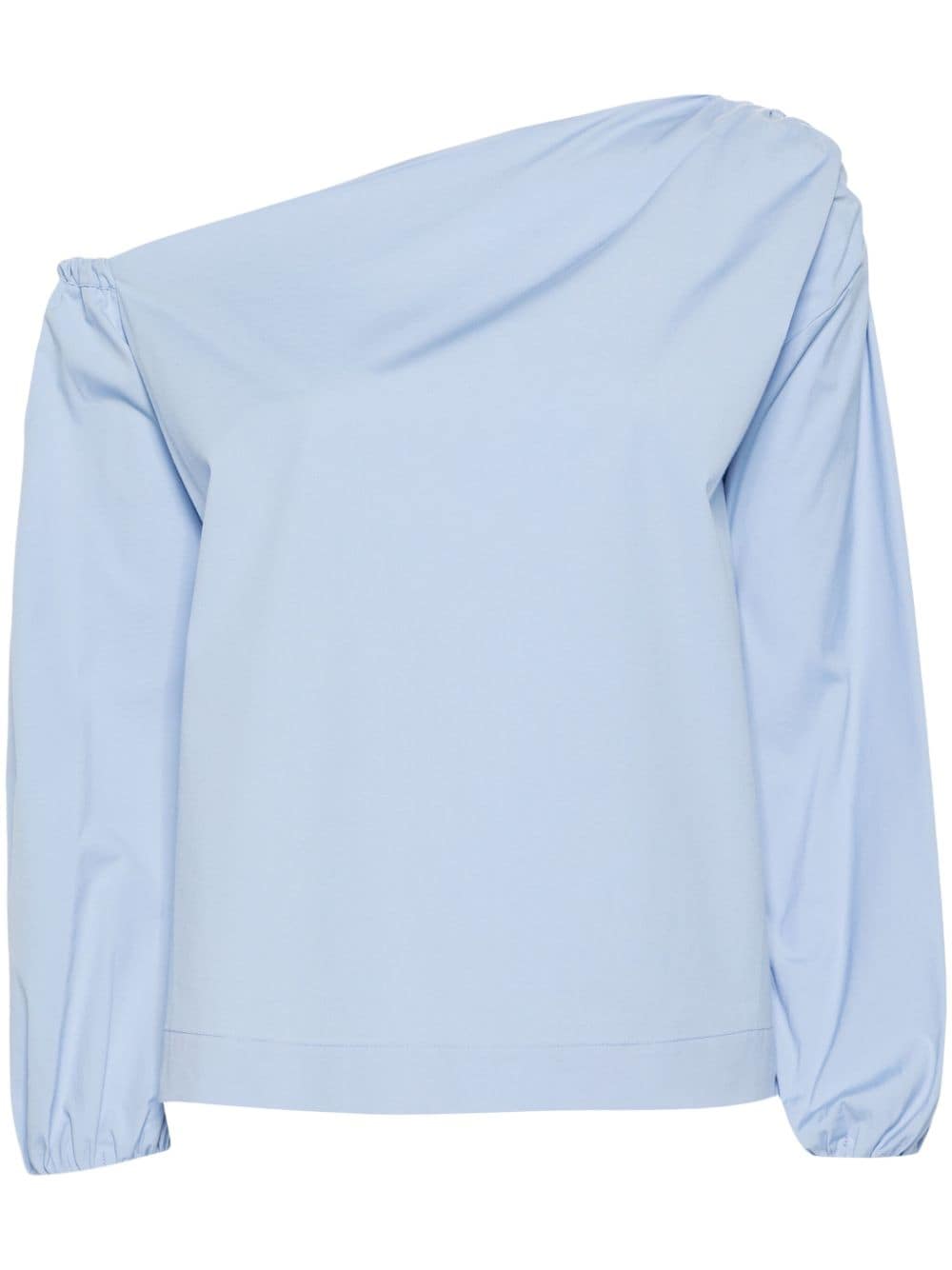 Semicouture asymmetric-neck cotton blouse - Blue von Semicouture