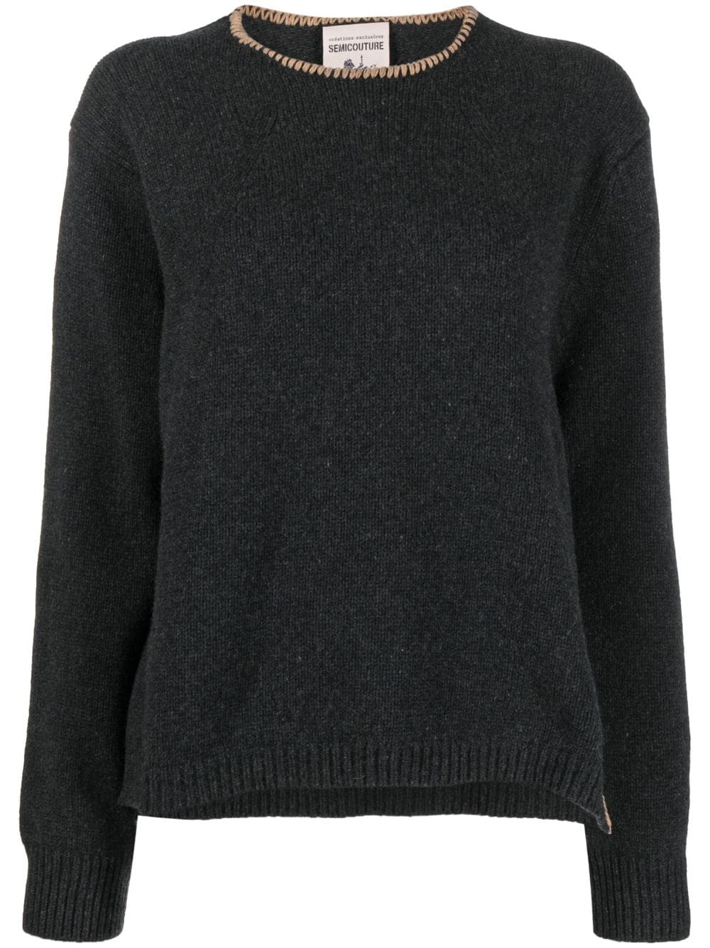 Semicouture contrast-stitching knitted jumper - Grey von Semicouture