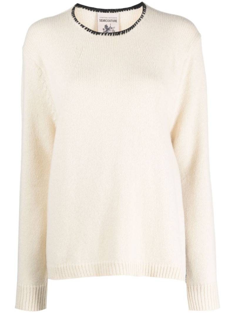 Semicouture contrast-stitching knitted jumper - Neutrals von Semicouture