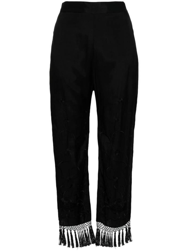 Semicouture floral-embroidered straight trousers - Black von Semicouture