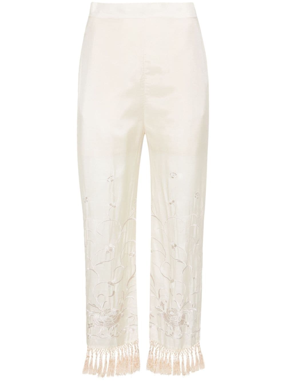 Semicouture floral-embroidered straight trousers - Neutrals von Semicouture