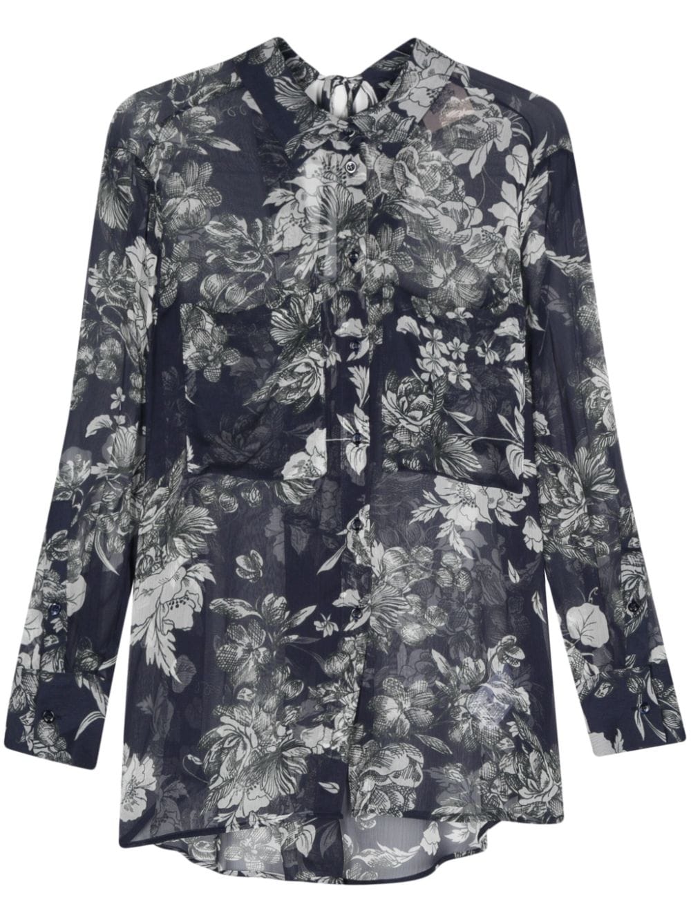 Semicouture floral-print chiffon shirt - Blue von Semicouture