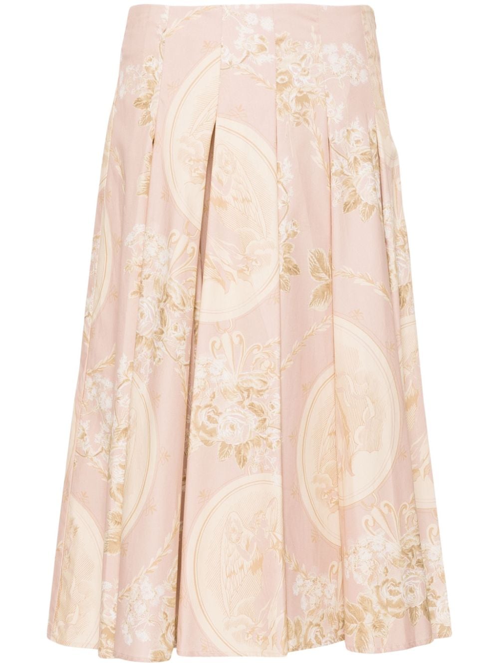 Semicouture floral-print cotton pleated skirt - Pink von Semicouture