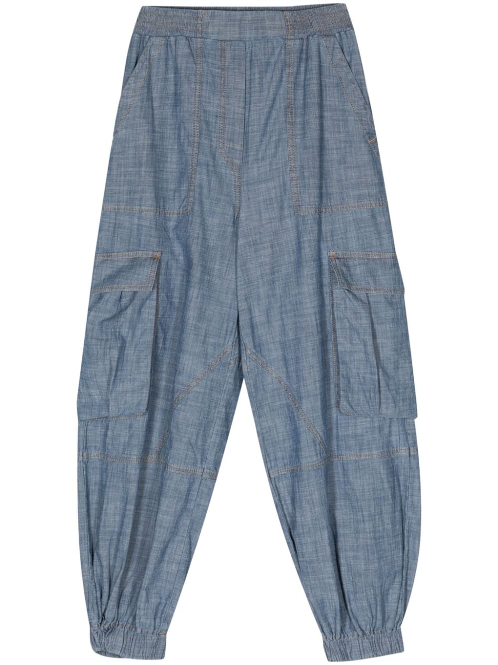 Semicouture low-rise chambray cargo trousers - Blue von Semicouture