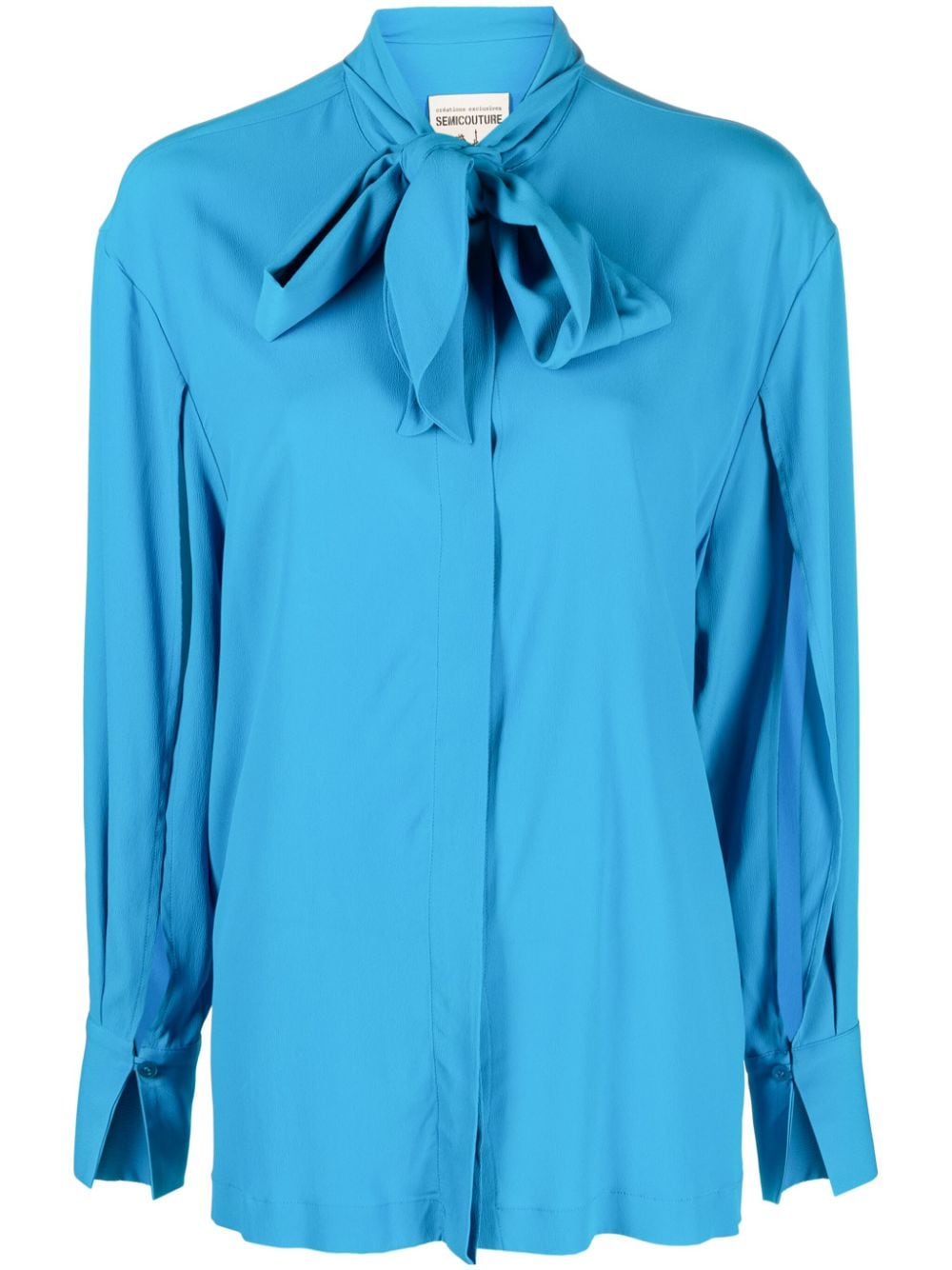 Semicouture pussy-bow long-sleeve shirt - Blue von Semicouture