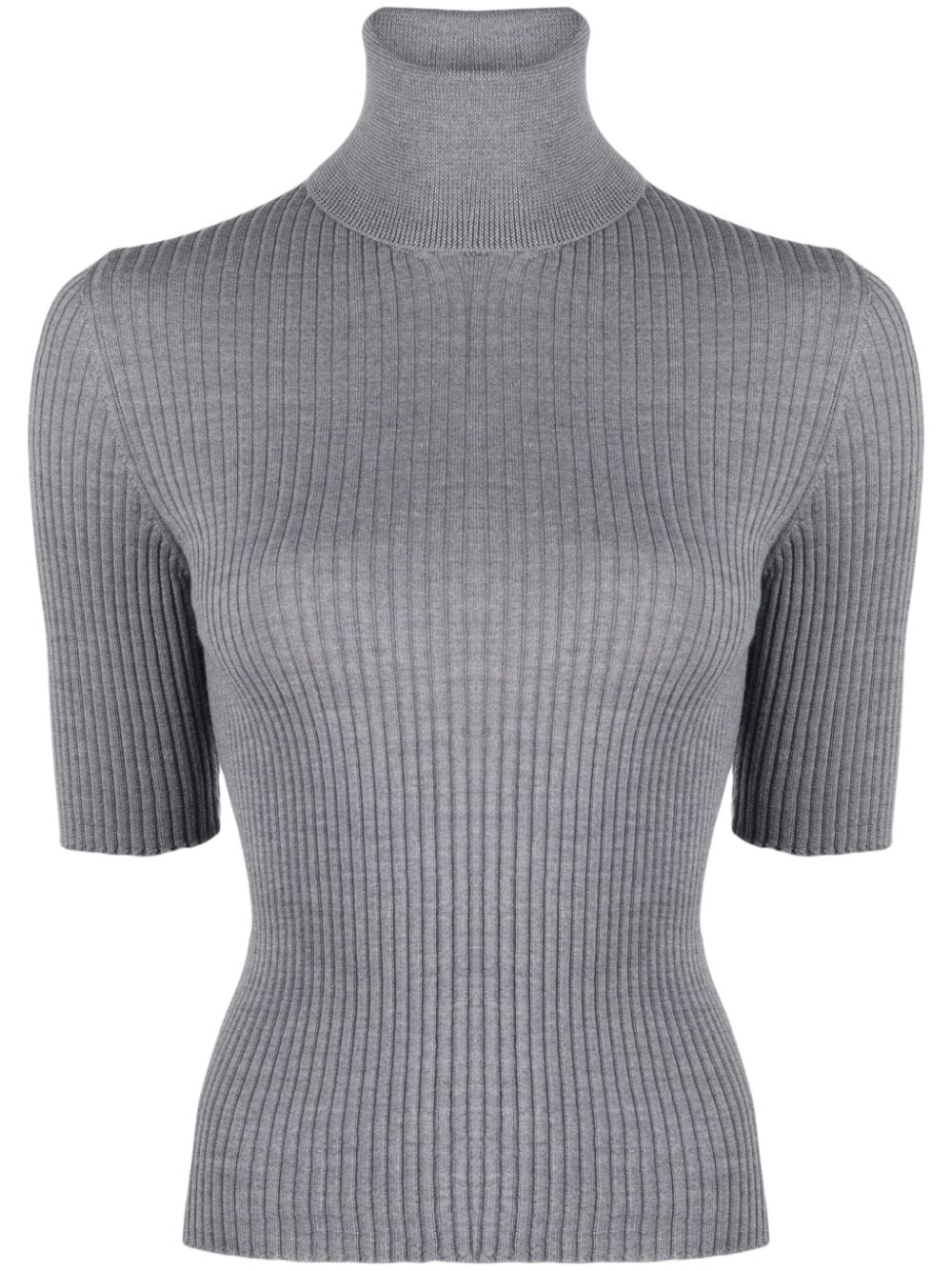 Semicouture ribbed-knit virgin wool T-shirt - Grey von Semicouture