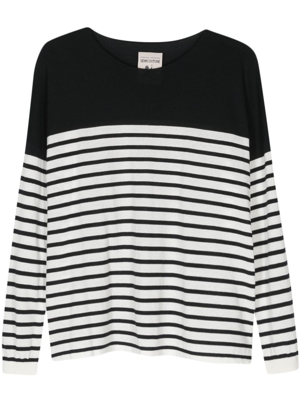 Semicouture striped cotton jumper - Black von Semicouture