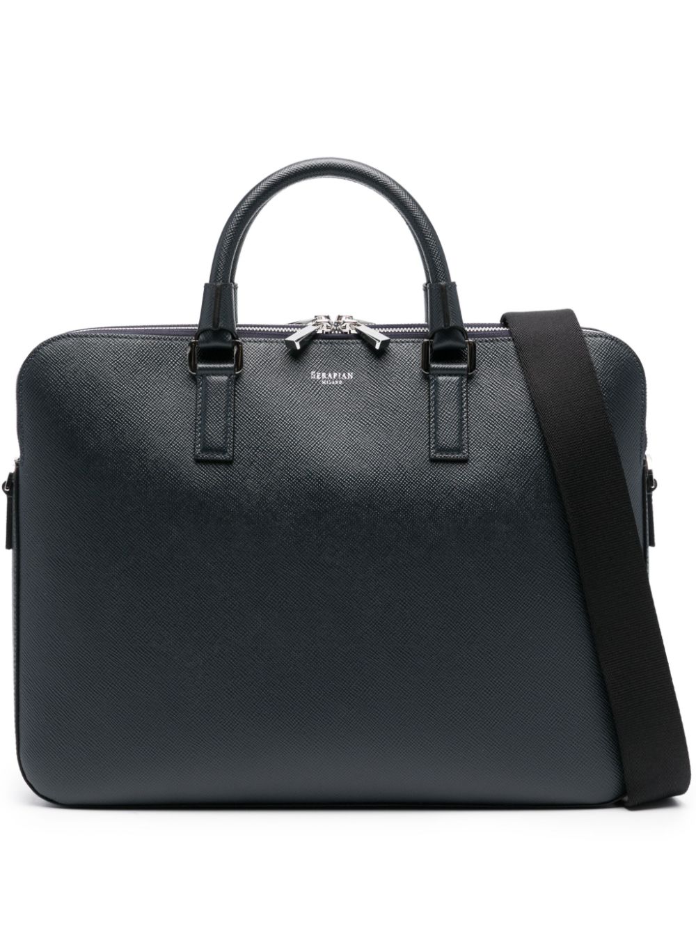 Serapian grained leather briefcase - Blue von Serapian
