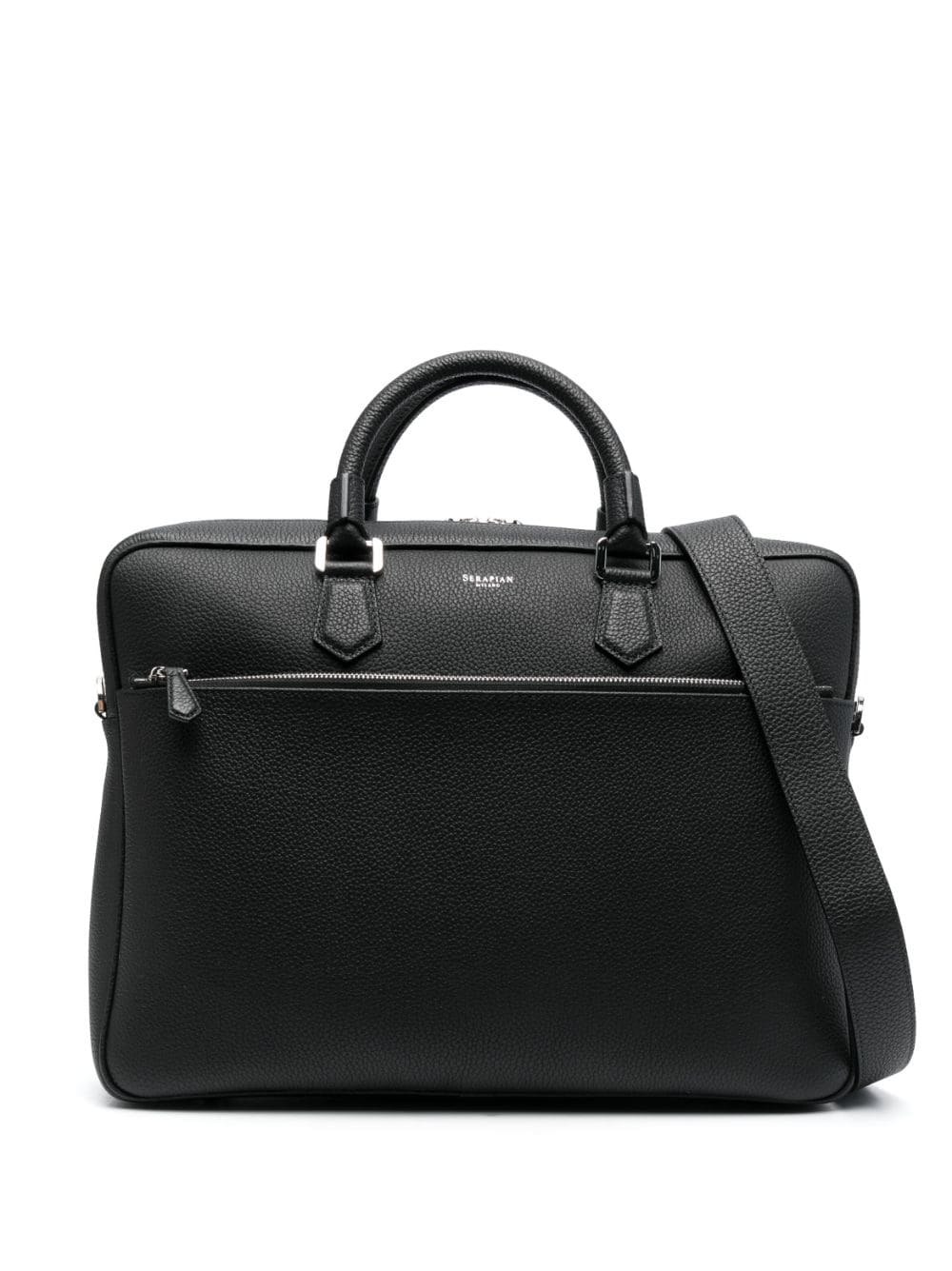 Serapian logo-print leather laptop bag - Black von Serapian