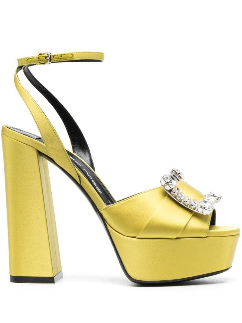 Sergio Rossi 130mm crystal-buckle platform sandals - Yellow von Sergio Rossi