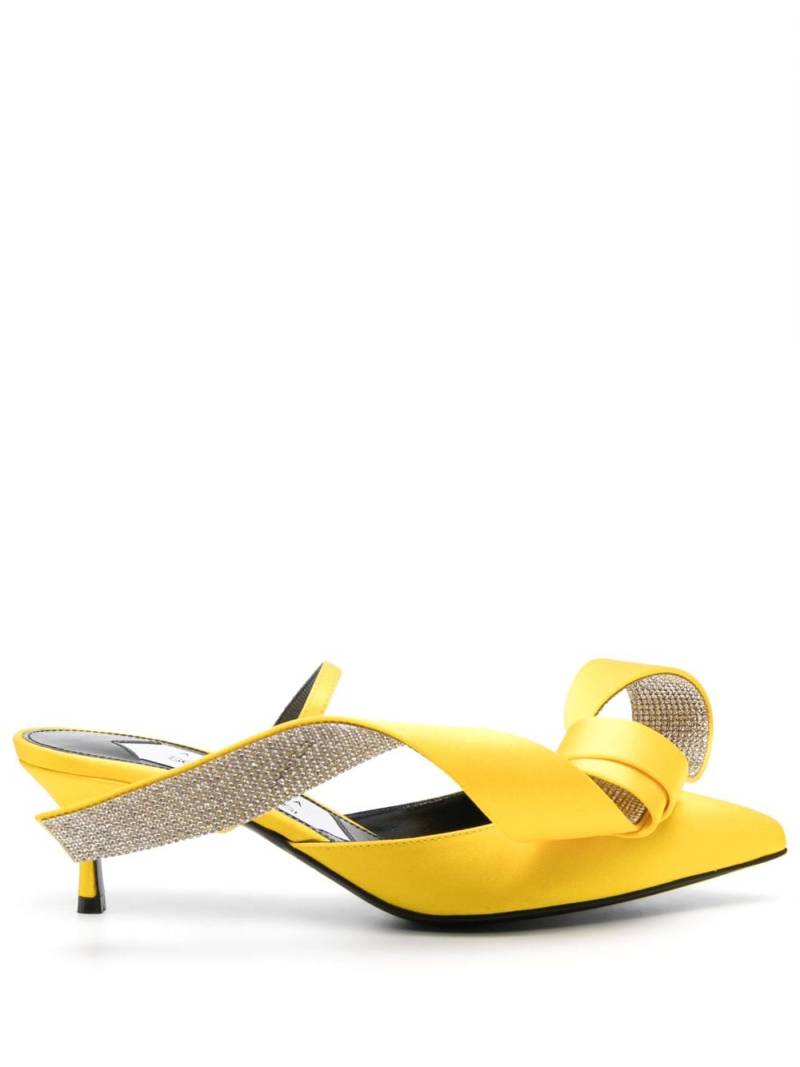 Sergio Rossi 60mm oversize-bow leather mules - Yellow von Sergio Rossi