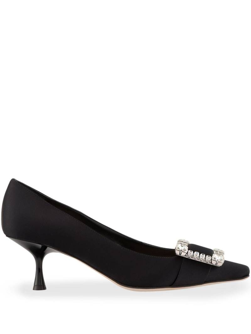 Sergio Rossi SR Twenty 60mm crystal-buckle satin pumps - Black von Sergio Rossi