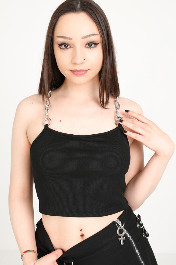 Seven Sisters Geripptes Crop Top | Schwarz | Damen  | M von Seven Sisters