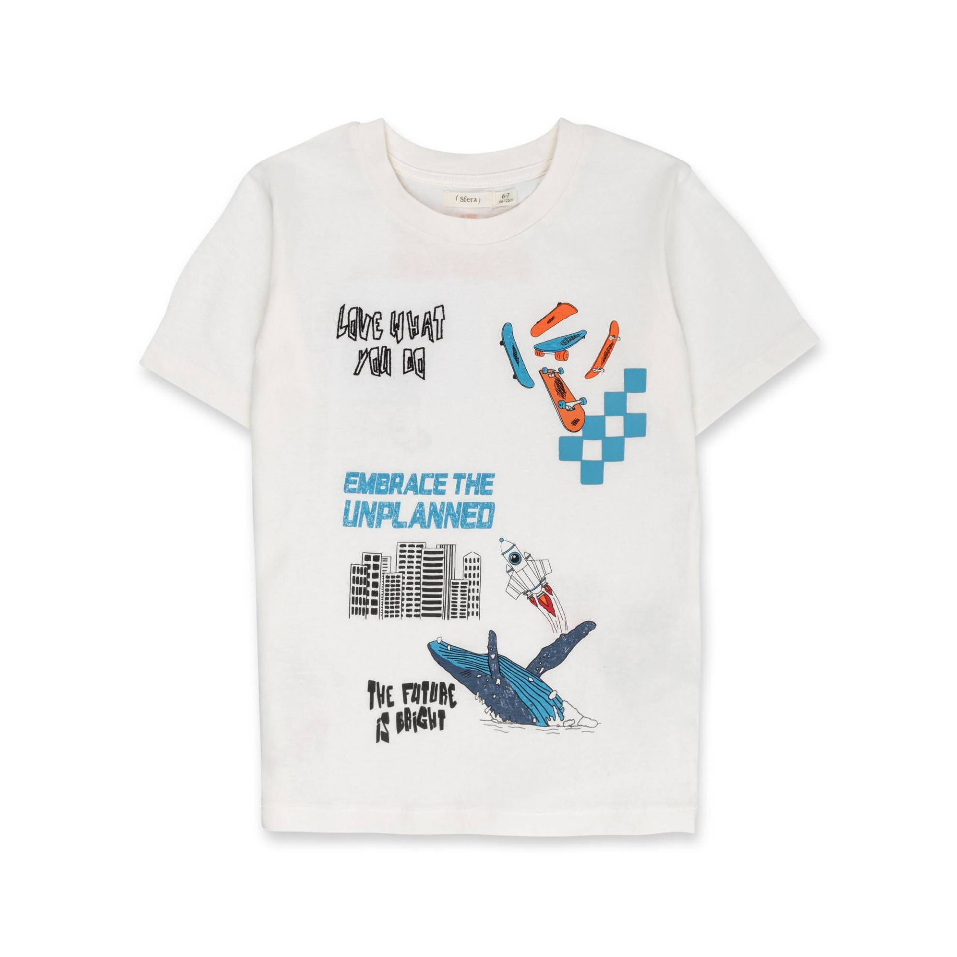 T-shirt, Kurzarm Jungen Weiss 110-116 von Sfera
