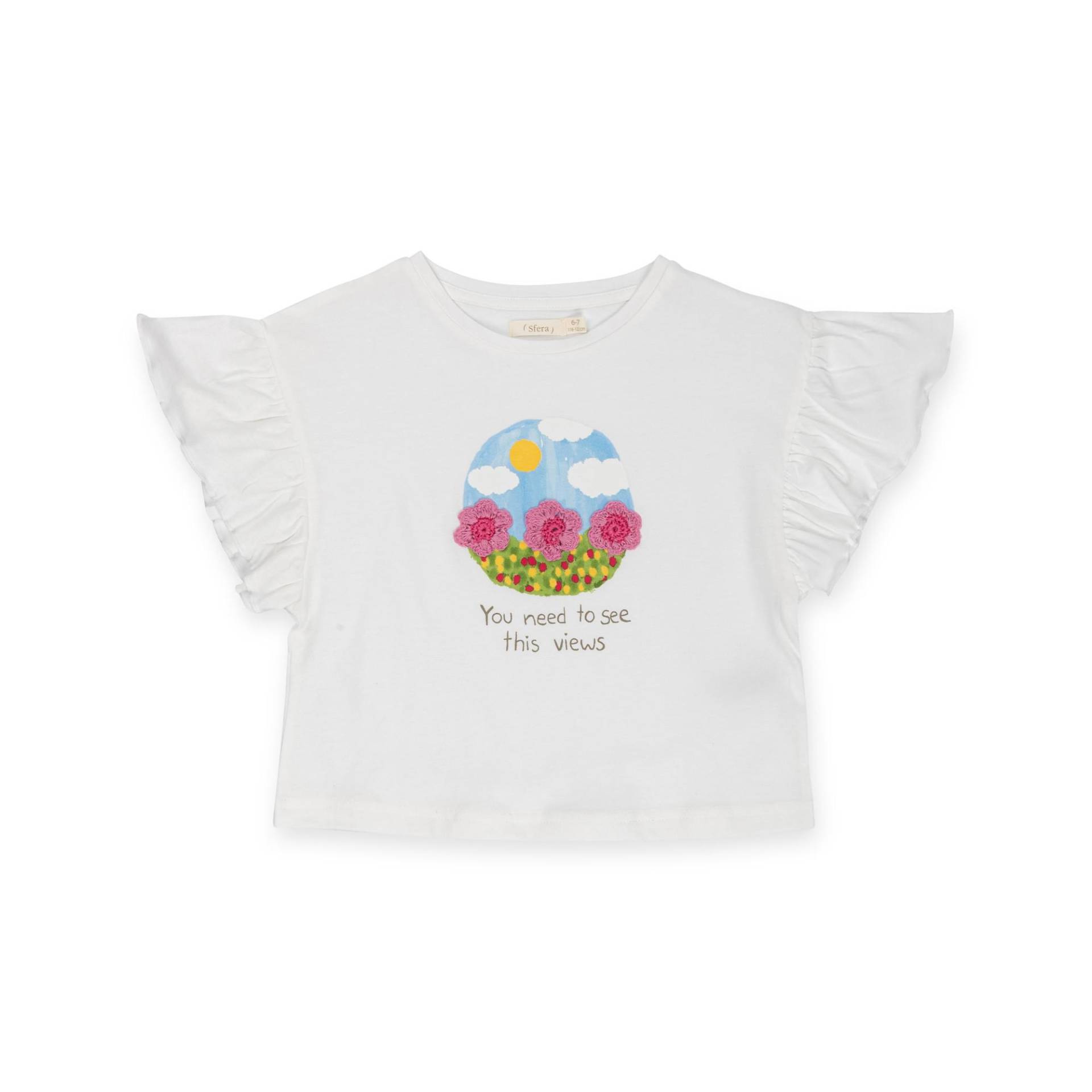 T-shirt, Kurzarm Mädchen Ecru 104-110 von Sfera