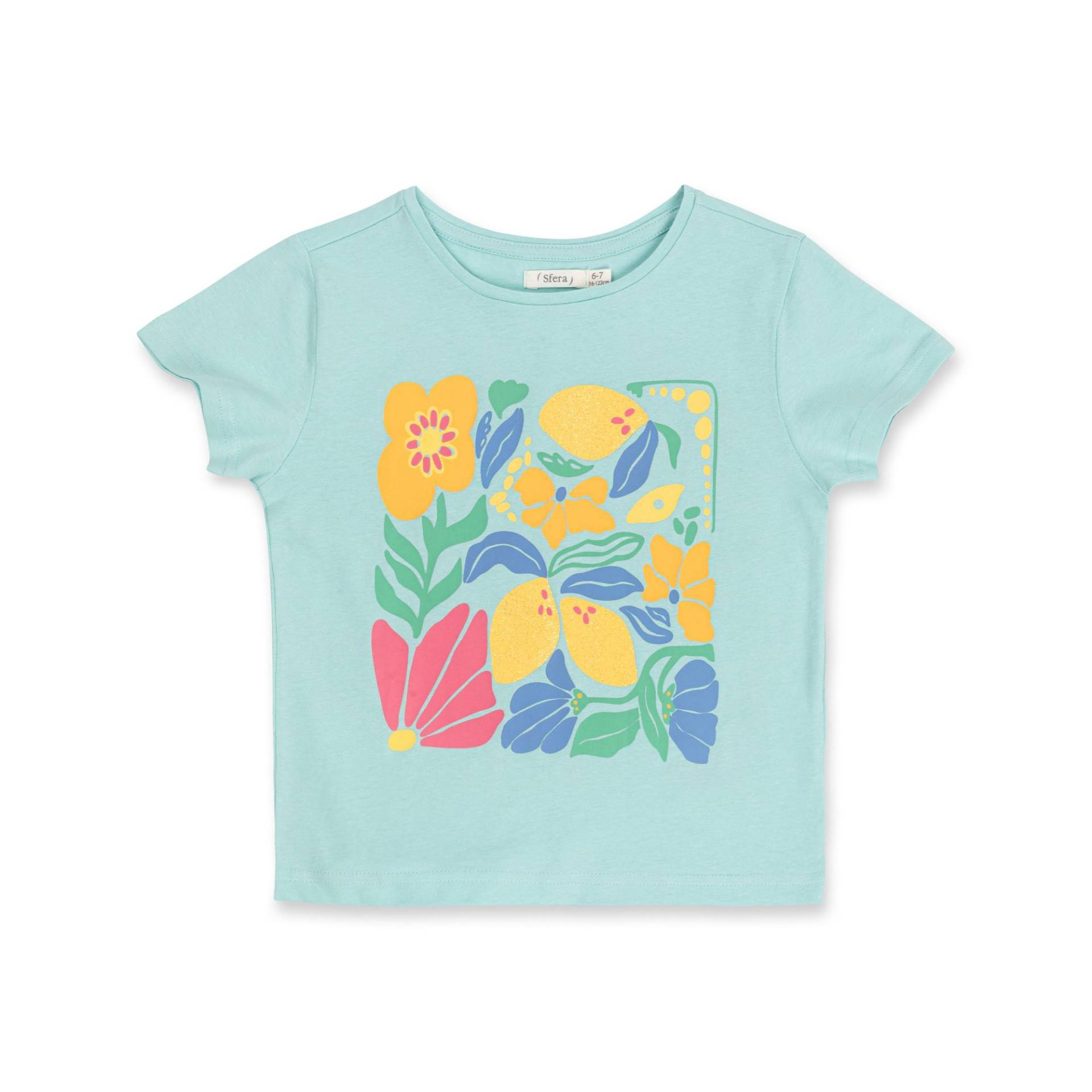T-shirt, Kurzarm Mädchen Türkisblau 146-152 von Sfera